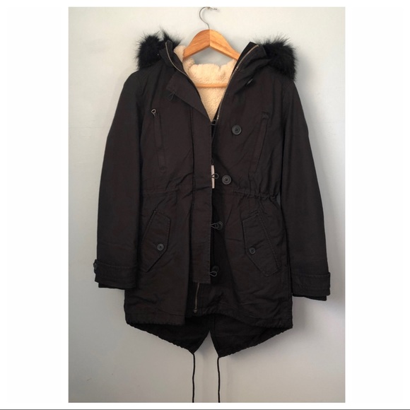 GAP 2-In-1 Hooded Parka Winter Coat Black NWT - Picture 3 of 7